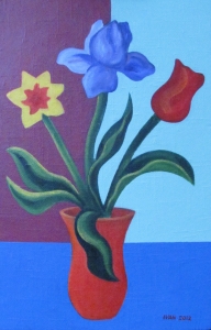 Flower abstraction Latex:acrylic on fabric 37"X24"