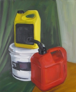 Still life with 3 large plastic containers,oil:canvas24"X20"