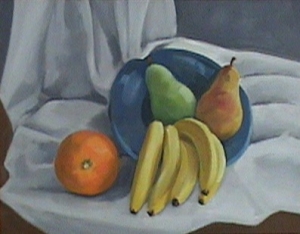 Still life with orange,pears and bananas (1)