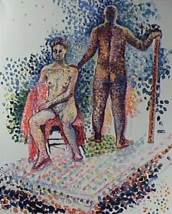 Pointilist figure study:a male and a female