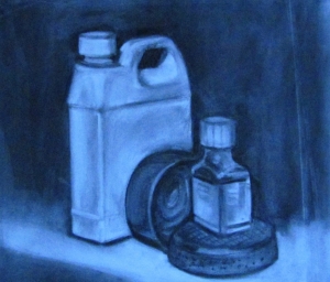 Still life with bottles:drawing
